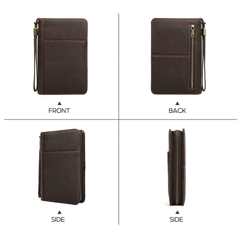 Estuche de viaje de cuero con cremallera de gran capacidad para puros (para cinco puros)