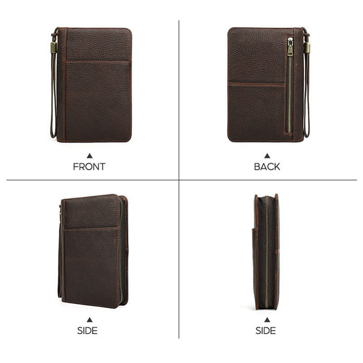 Estuche de viaje de cuero con cremallera de gran capacidad para puros (para cinco puros)