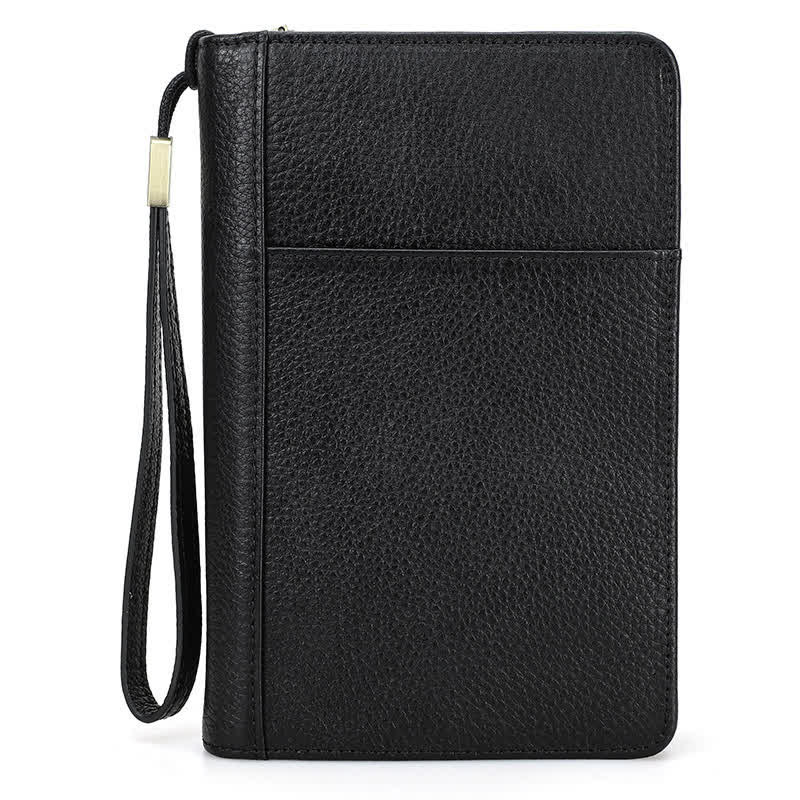 Estuche de viaje de cuero con cremallera de gran capacidad para puros (para cinco puros)