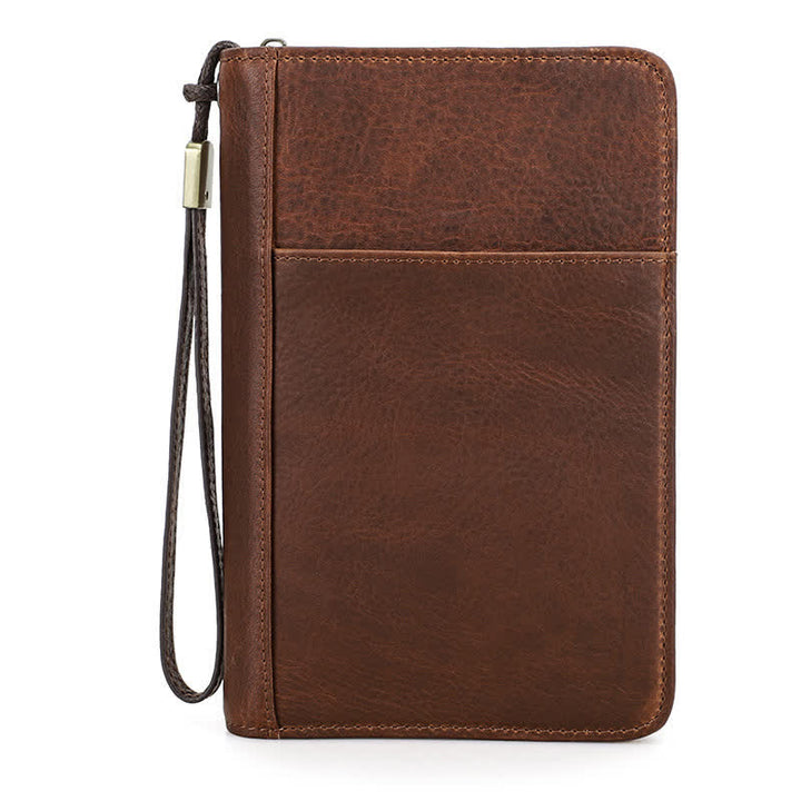 Estuche de viaje de cuero con cremallera de gran capacidad para puros (para cinco puros)