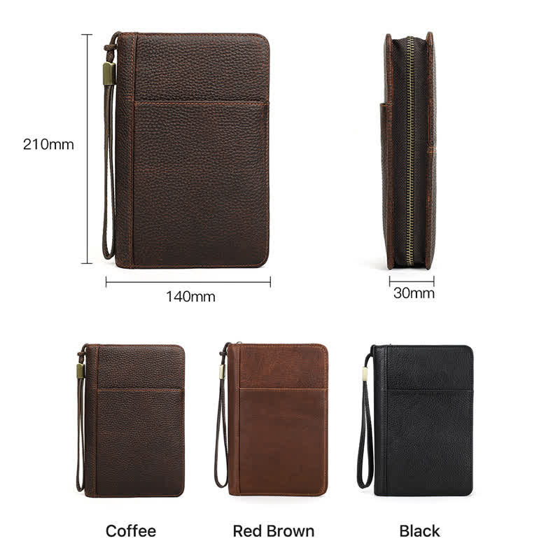 Estuche de viaje de cuero con cremallera de gran capacidad para puros (para cinco puros)