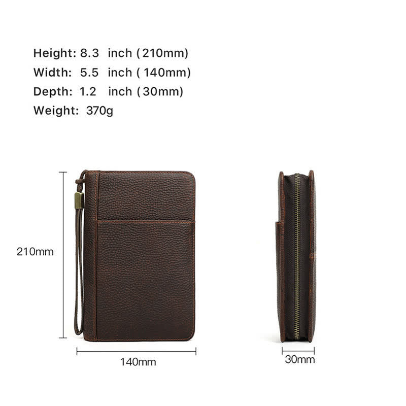 Estuche de viaje de cuero con cremallera de gran capacidad para puros (para cinco puros)