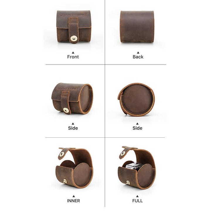 Estuche de viaje de cuero con nombre personalizado para reloj