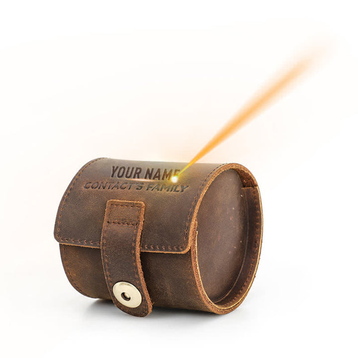 Estuche de viaje de cuero con nombre personalizado para reloj