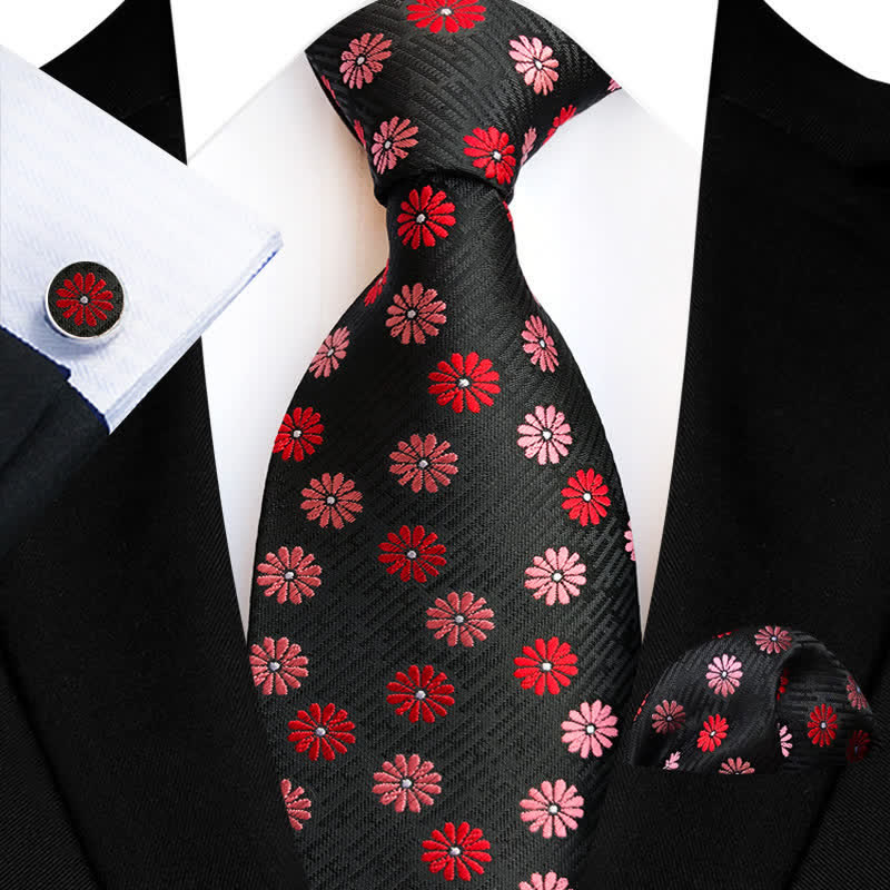 Conjunto de 3 corbatas con diseño floral de margaritas pequeñas para hombre