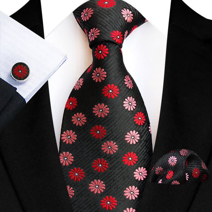 Conjunto de 3 corbatas con diseño floral de margaritas pequeñas para hombre