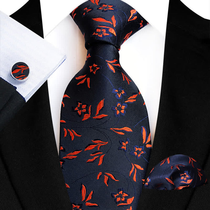 Conjunto de 3 corbatas florales con llamas ardientes para hombre