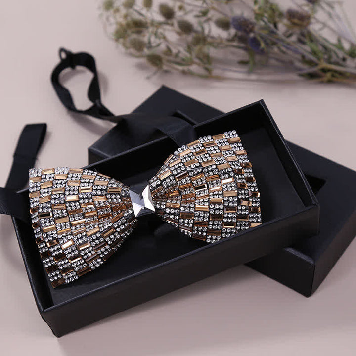 Exquisita pajarita con cristales y diamantes de imitación para hombre