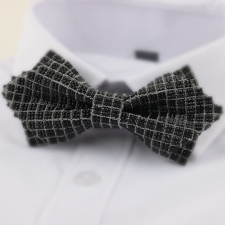 Pajarita de hombre con doble capa de diamantes de imitación cuadrados y puntiagudos