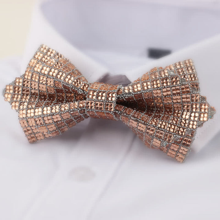 Pajarita de hombre con doble capa de diamantes de imitación cuadrados y puntiagudos