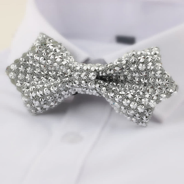 Pajarita de hombre con diamantes de imitación en punta y doble capa en forma de estrella