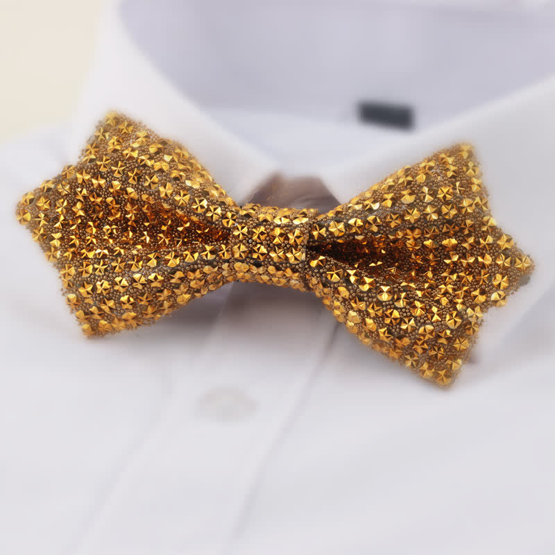 Pajarita de hombre con diamantes de imitación en punta y doble capa en forma de estrella