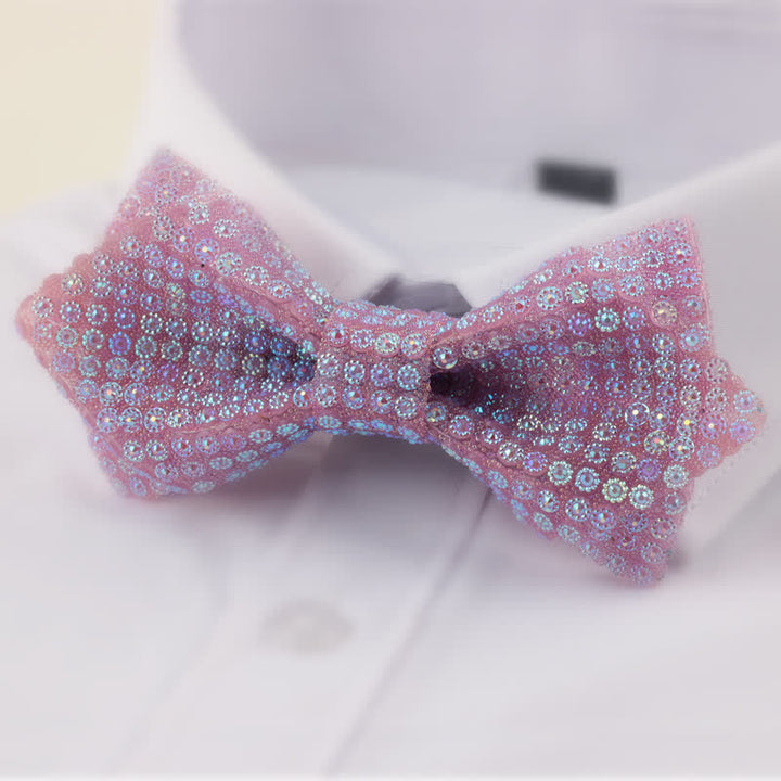 Pajarita de hombre con forma redonda y doble capa de diamantes de imitación en punta