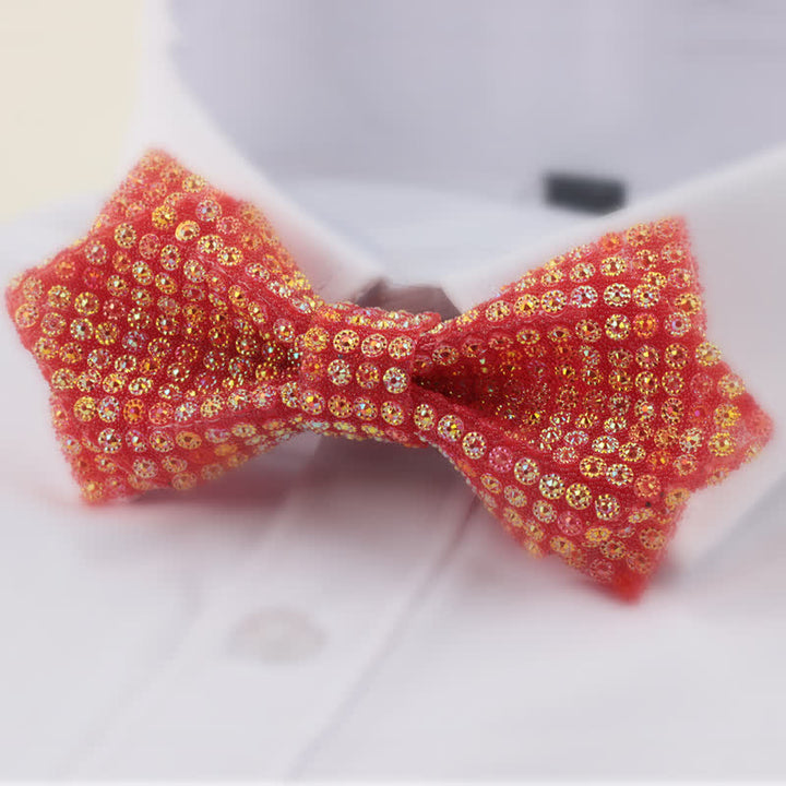 Pajarita de hombre con forma redonda y doble capa de diamantes de imitación en punta