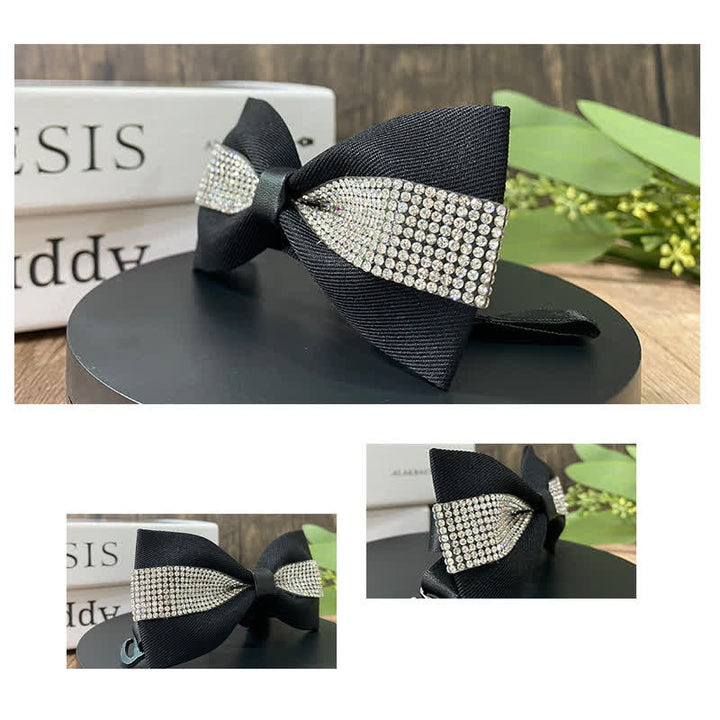 Pajarita para hombre con piedras brillantes y base negra