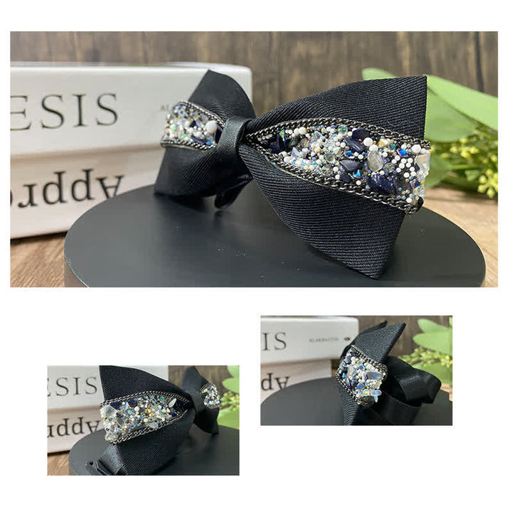 Pajarita para hombre con piedras brillantes y base negra
