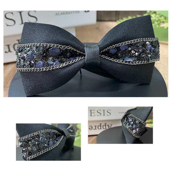 Pajarita para hombre con piedras brillantes y base negra