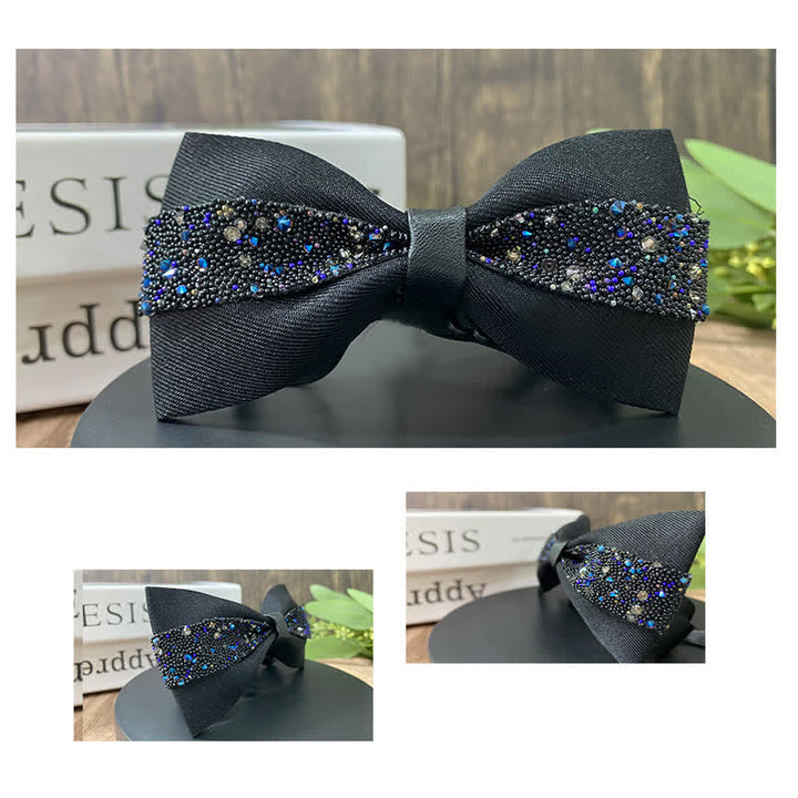 Pajarita para hombre con piedras brillantes y base negra