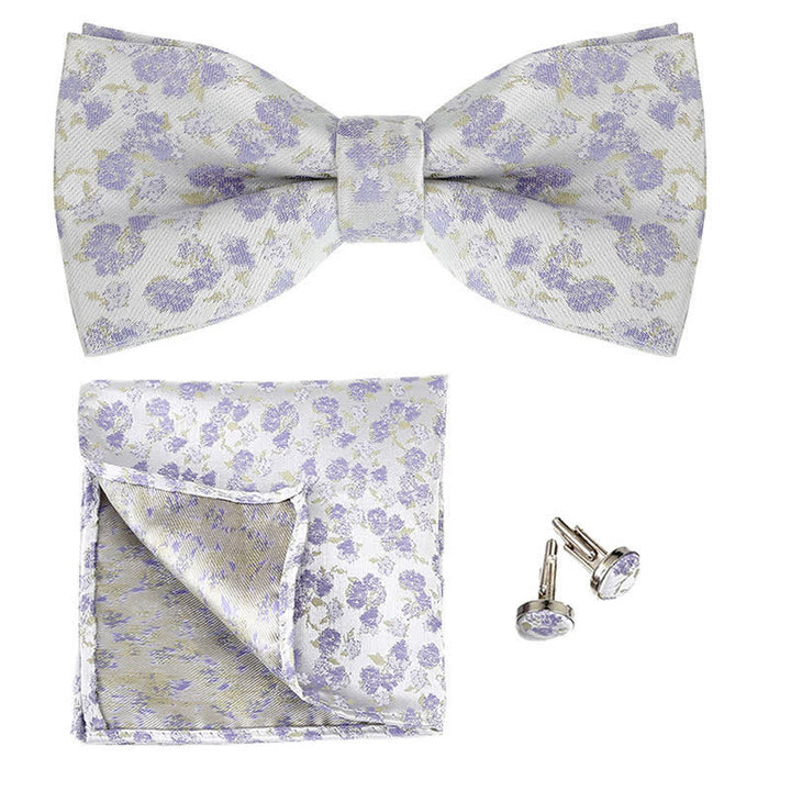 Conjunto de 3 pajaritas cuadradas de bolsillo con diseño floral de rosas para caballero