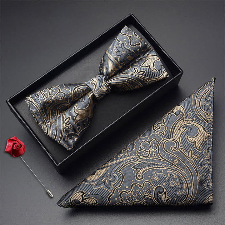 Conjunto de 3 pajaritas con bolsillos y diseño de cachemira noble para hombre