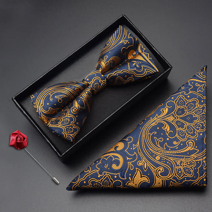 Conjunto de 3 pajaritas con bolsillos y diseño de cachemira noble para hombre