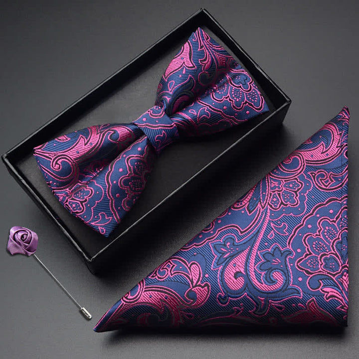 Conjunto de 3 pajaritas con bolsillos y diseño de cachemira noble para hombre