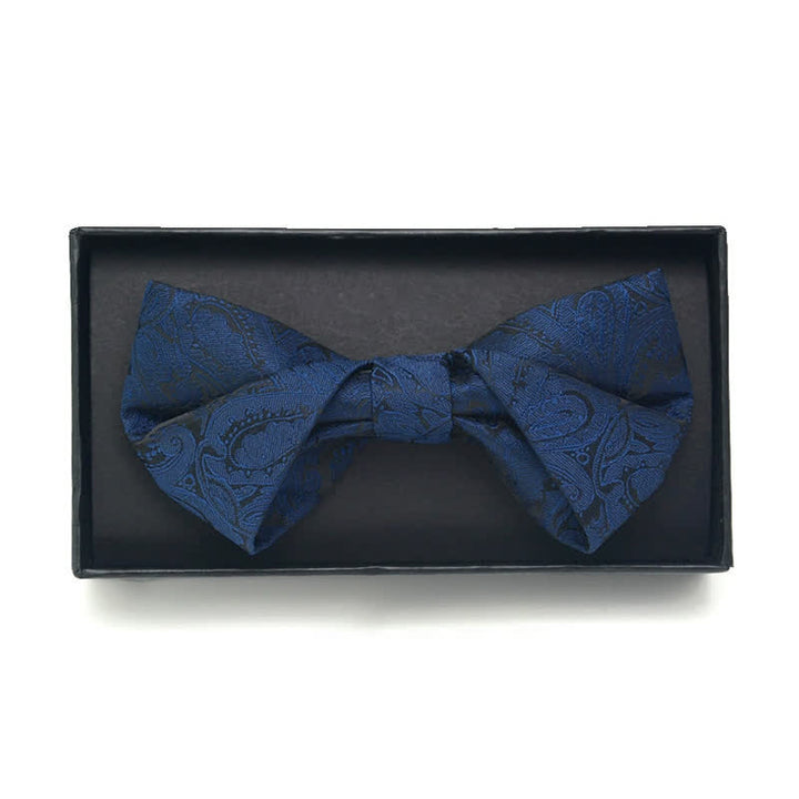 Conjunto de 3 pajaritas con bolsillo y diseño de cachemira azul marino para hombre