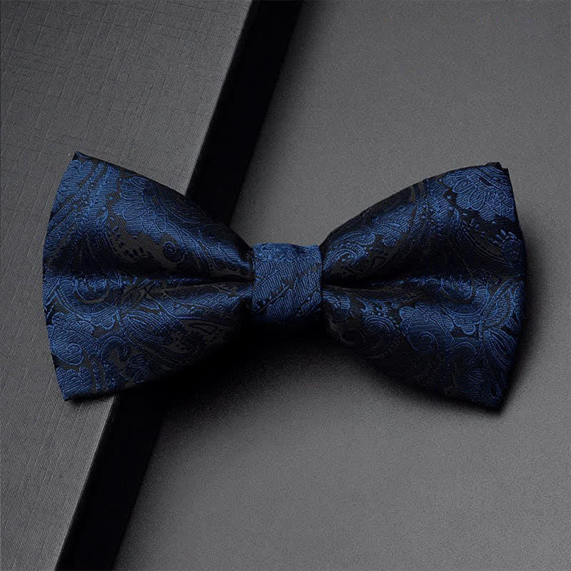 Conjunto de 3 pajaritas con bolsillo y diseño de cachemira azul marino para hombre
