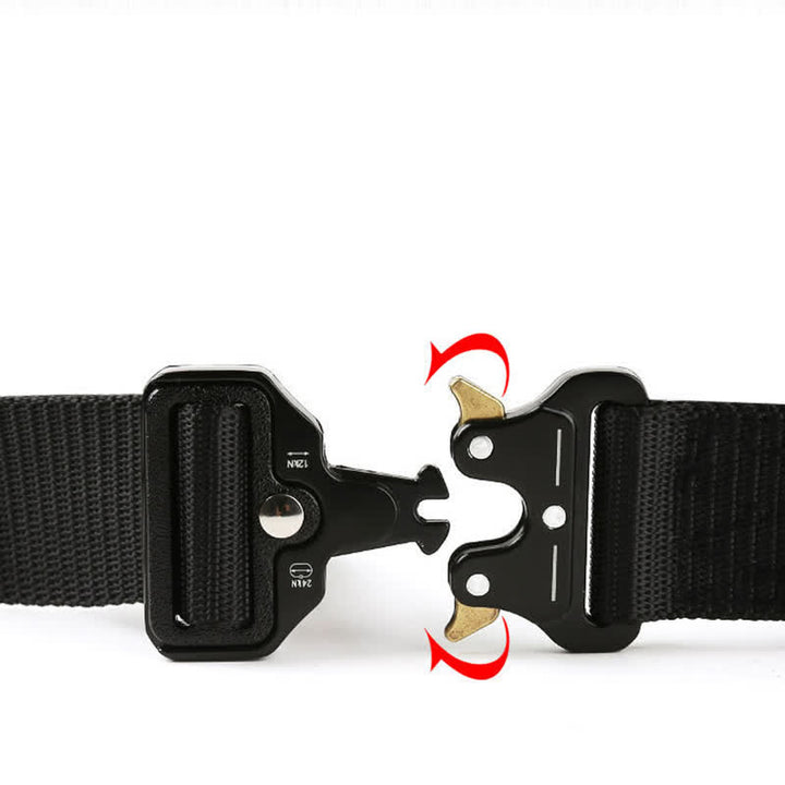 Cinturón táctico resistente con botones de liberación para hombre.
