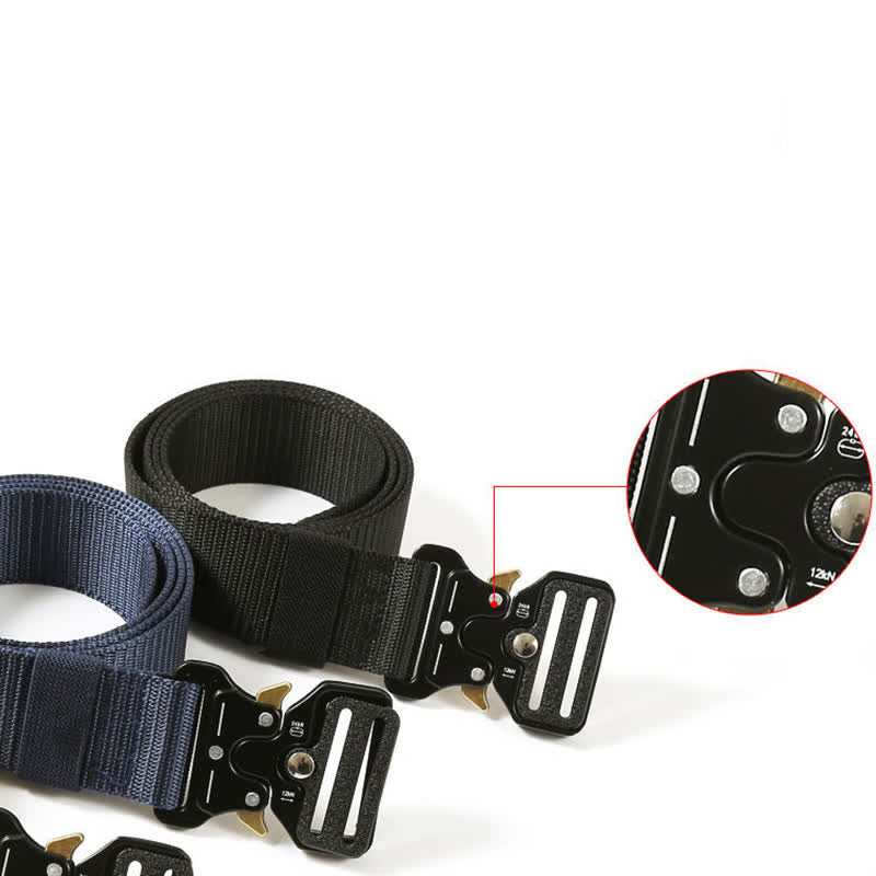 Cinturón táctico resistente con botones de liberación para hombre.