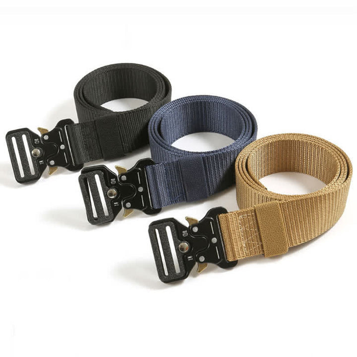 Cinturón táctico resistente con botones de liberación para hombre.