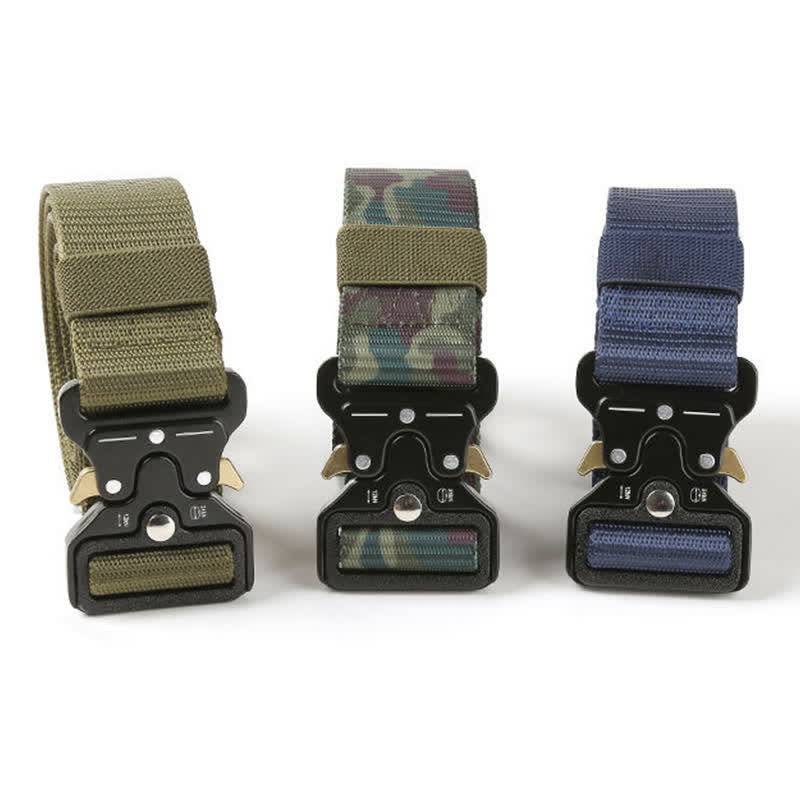 Cinturón táctico resistente con botones de liberación para hombre.