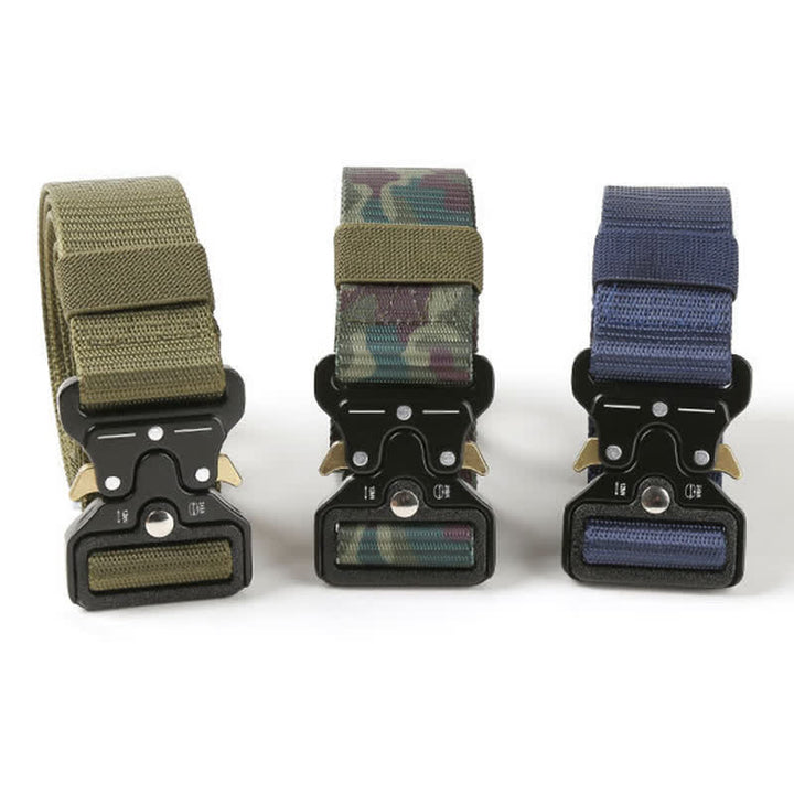 Cinturón táctico resistente con botones de liberación para hombre.