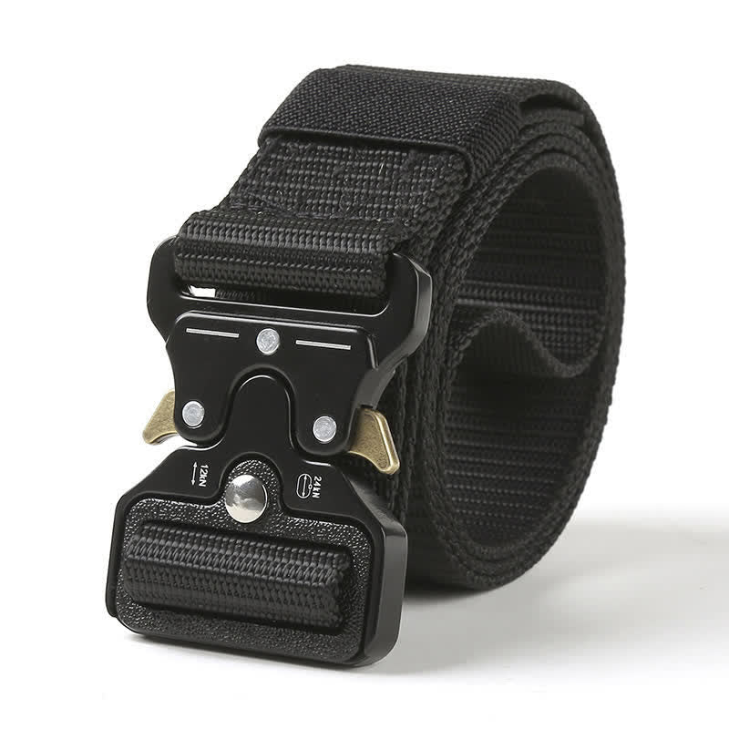 Cinturón táctico resistente con botones de liberación para hombre.
