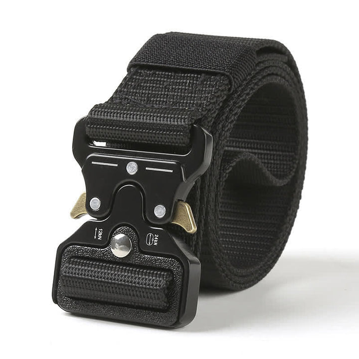 Cinturón táctico resistente con botones de liberación para hombre.