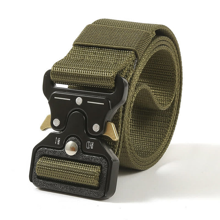 Cinturón táctico resistente con botones de liberación para hombre.