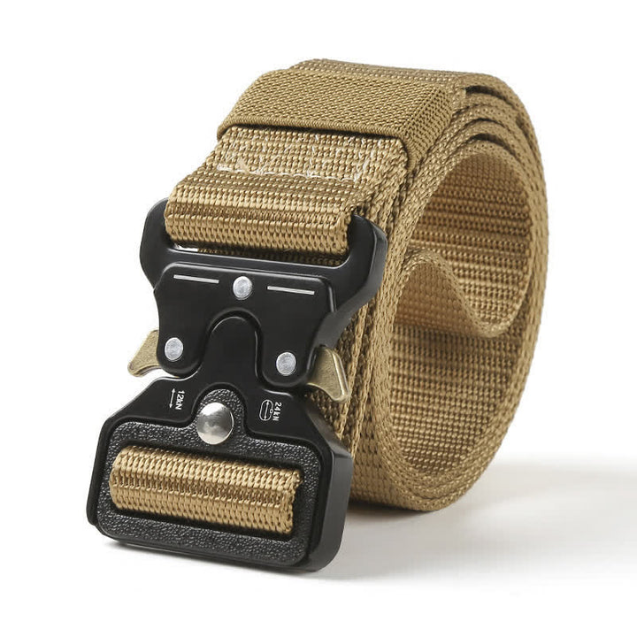 Cinturón táctico resistente con botones de liberación para hombre.