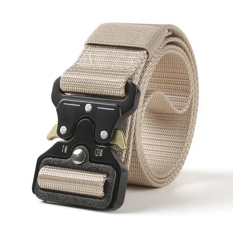 Cinturón táctico resistente con botones de liberación para hombre.