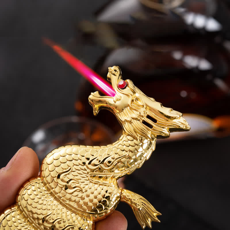 Encendedor de butano recargable con forma de dragón, creativo y único