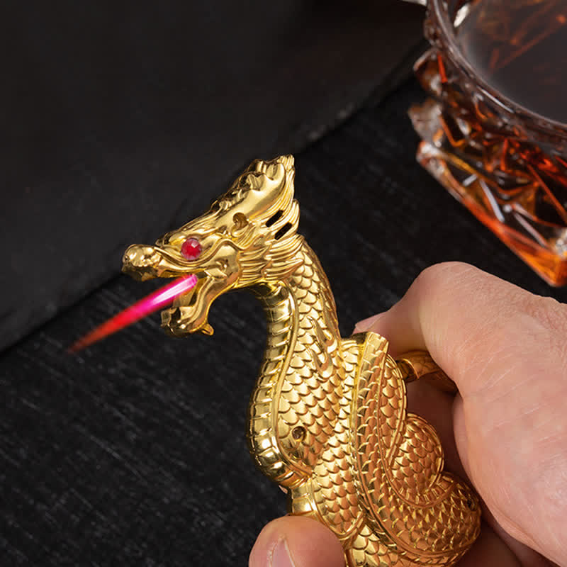 Encendedor de butano recargable con forma de dragón, creativo y único