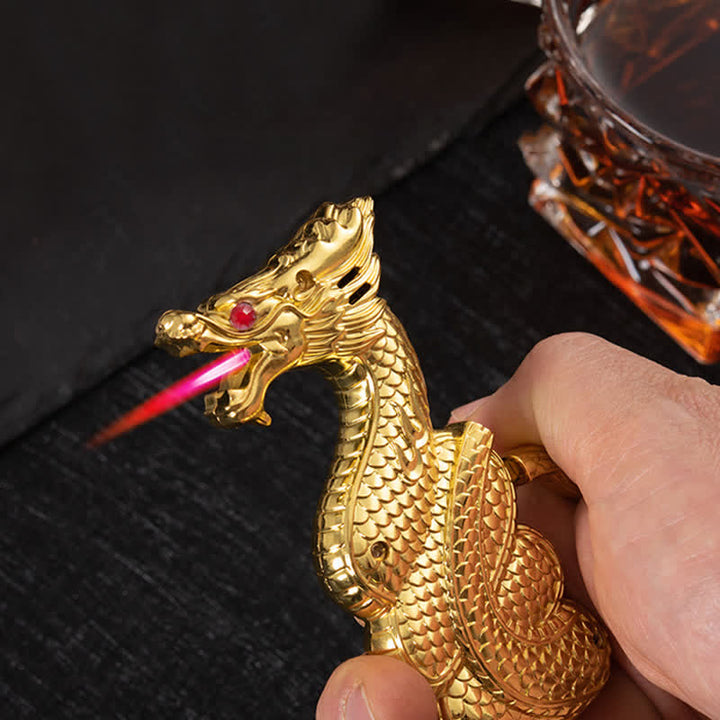 Encendedor de butano recargable con forma de dragón, creativo y único