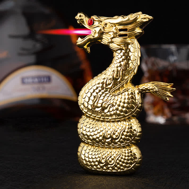 Encendedor de butano recargable con forma de dragón, creativo y único