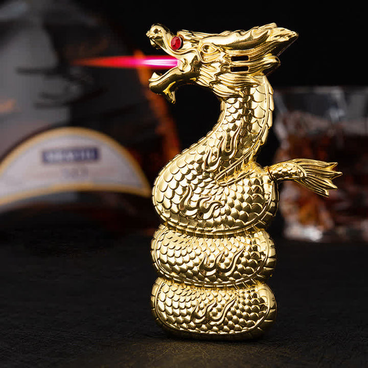 Encendedor de butano recargable con forma de dragón, creativo y único
