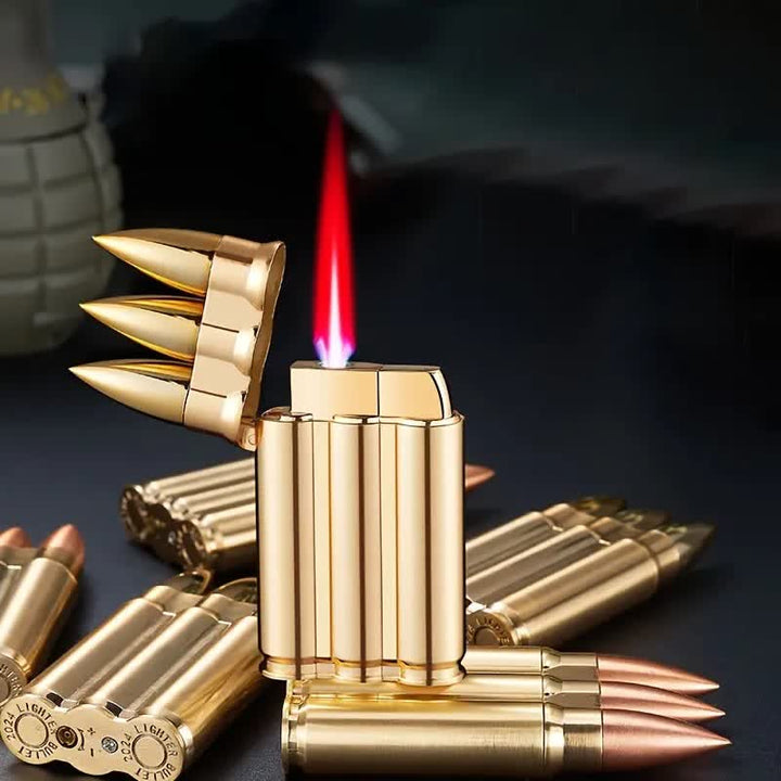 Encendedor de butano recargable con cuerpo de metal y tres balas