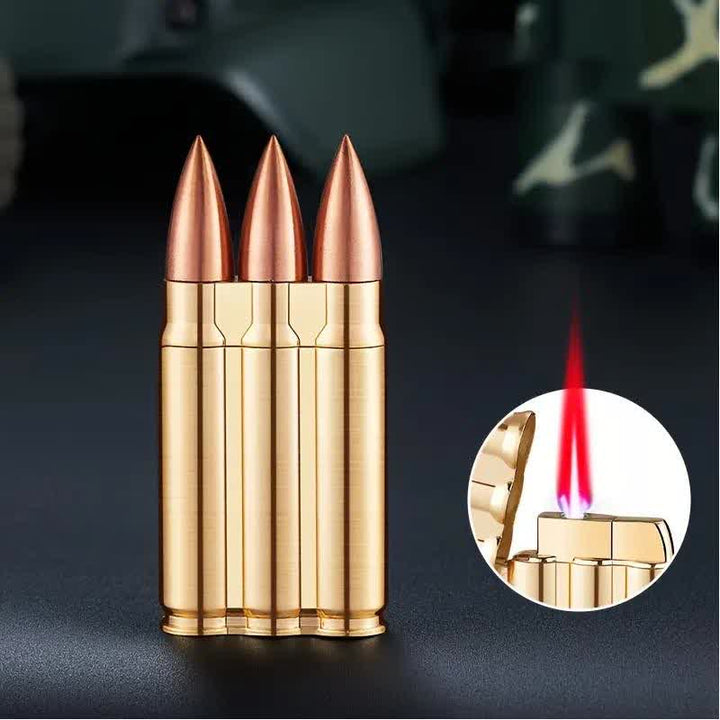 Encendedor de butano recargable con cuerpo de metal y tres balas