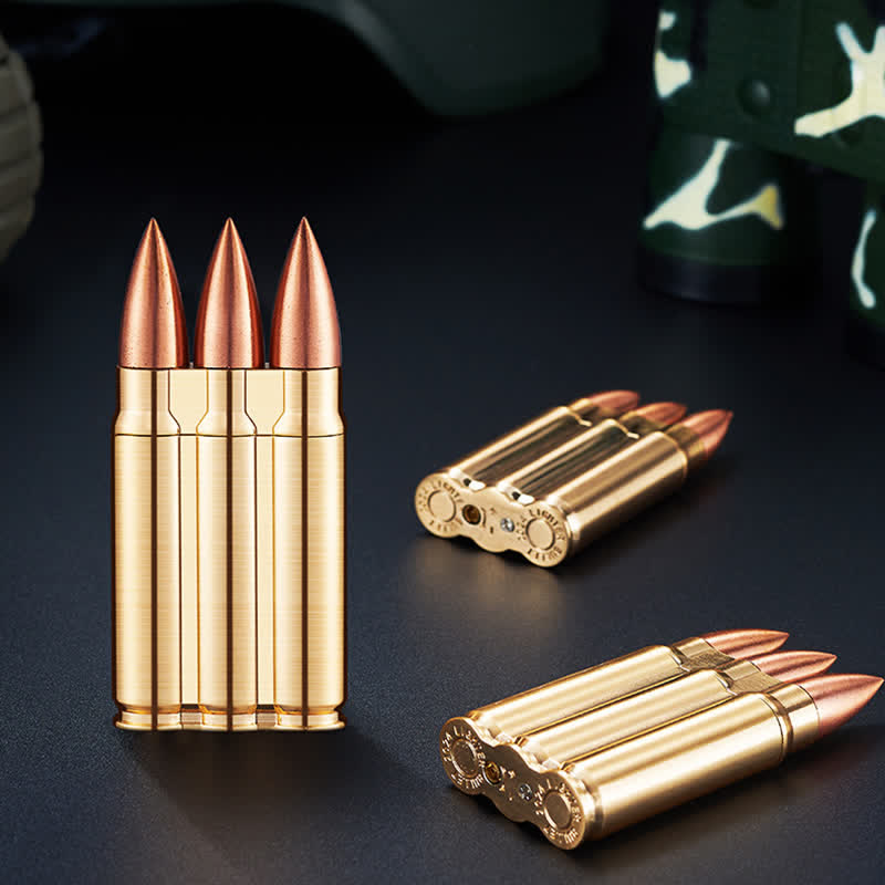 Encendedor de butano recargable con cuerpo de metal y tres balas