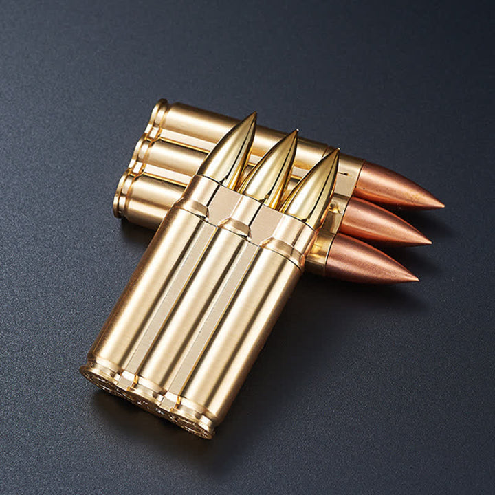 Encendedor de butano recargable con cuerpo de metal y tres balas