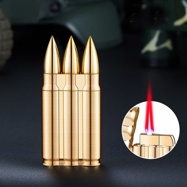Encendedor de butano recargable con cuerpo de metal y tres balas