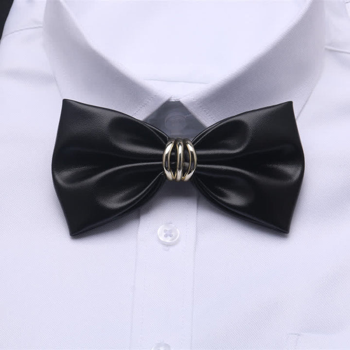 Pajarita de cuero sintético negro con brillantes de imitación para hombre