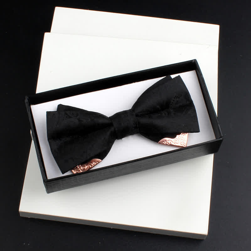 Conjunto de 2 pajaritas con doble capa de cachemira y decoraciones de metal dorado para hombre